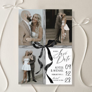 Elegante Wasserfarbe Schwarzer Bogen 3 Mehrfach-Fo Save The Date