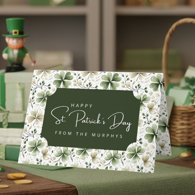 Elegante Wasserfarbe-Shamrocks Frohes St. Patrick’ Karte (Von Creator hochgeladen)