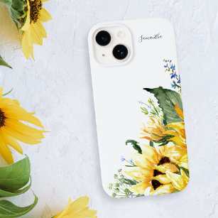 Elegante Wasserfarbe Sonnenblumen Personalisiert Case-Mate iPhone Hülle