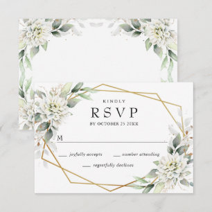 Elegante Wasserfarbe Staubblau-Laub-Hochzeit RSVP Karte