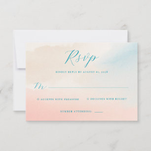 Elegante Wasserfarbe-Teal-RSVP RSVP Karte