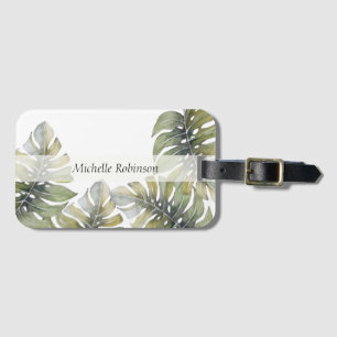 Elegante Wasserfarbe Tropische Monstera Gepäckanhänger