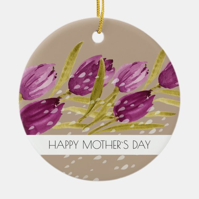 Elegante Wasserfarbe Tulip Blume Beruflich Keramik Ornament (Vorne)