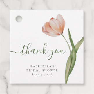 Elegante Wasserfarbe-Tulpe Grüne Brautparty Geschenkanhänger