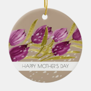 Elegante Wasserfarbe-Tulpenblumen Professionell Keramik Ornament