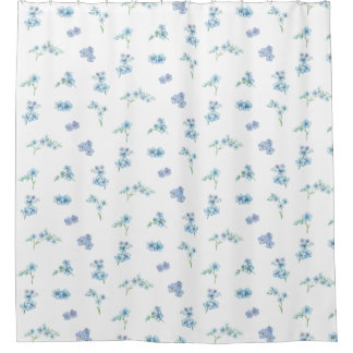Elegante Wasserfarbe Vergiss mich nicht Blume Duschvorhang