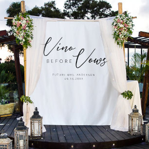 Elegante Wasserfarbe Vino Before Vows Brautparty Wandteppich