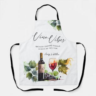 Elegante Wasserfarbe Vino Vibes Initialen Weinberg Schürze