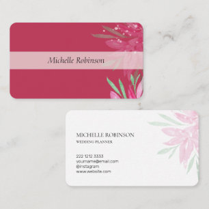 Elegante Wasserfarbe Viva Magenta Floral Visitenkarte
