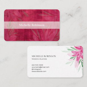Elegante Wasserfarbe Viva Magenta Floral Visitenkarte