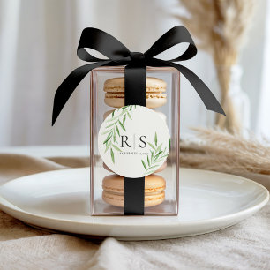 Elegante Wasserfarbe-Weiden-Bridal-Shower-Monogram Runder Aufkleber