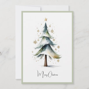 Elegante Wasserfarbe Weihnachtsbaum außerhalb des Feiertagskarte