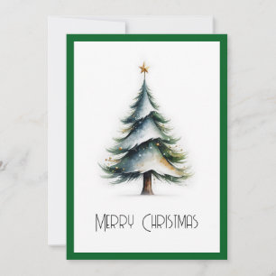 Elegante Wasserfarbe Weihnachtsbaum außerhalb des Feiertagskarte