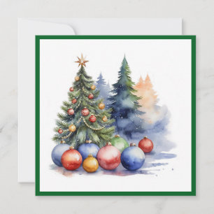 Elegante Wasserfarbe Weihnachtsbaum außerhalb des Feiertagskarte