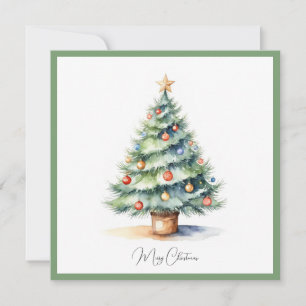 Elegante Wasserfarbe Weihnachtsbaum außerhalb des Feiertagskarte