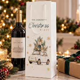 Elegante Wasserfarbe Weihnachtsmann-Weihnachtsfeie Geschenktüte Für Weinflaschen