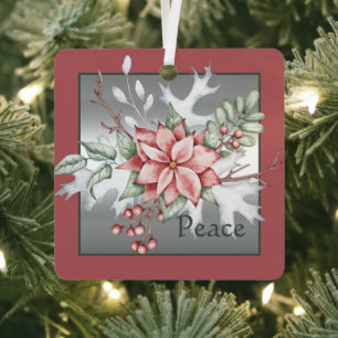 Elegante Wasserfarbe Weihnachtsstern, individuelle Ornament Aus Metall