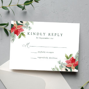 Elegante Wasserfarbe-Weihnachtssterne Winterhochze RSVP Karte