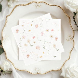 Elegante Wasserfarbe-Wildblumen-Blumen-Baby-Party Serviette