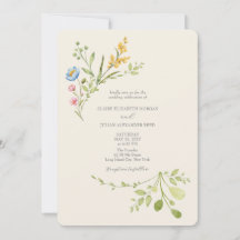 Elegante Wasserfarbe-Wildblumen-Hochzeit