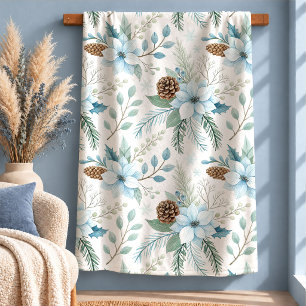 Elegante Wasserfarbe Winterblumen Kieferdecke Sherpadecke