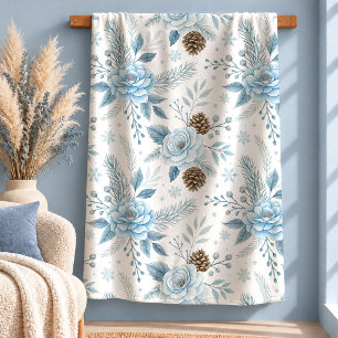 Elegante Wasserfarbe Winterblumen Sherpa-Decke Sherpadecke