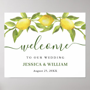 Elegante Wasserfarbe Zitronen Grün Hochzeit Willko Poster