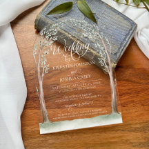 Elegante Wasserfarben Bäume Pfeife Hochzeit