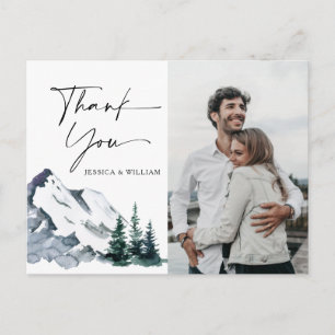 Elegante Wasserfarben Berge PHOTO Danke  Postkarte