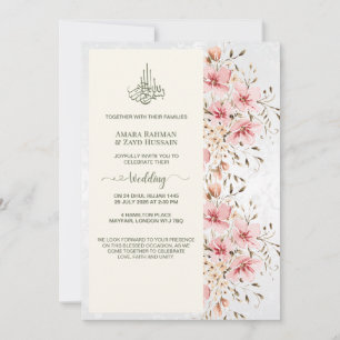 Elegante Wasserfarben-Blumen-Hochzeitseinladung Einladung