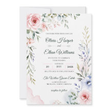 Elegante Wasserfarben-Blumen-Hochzeitseinladung