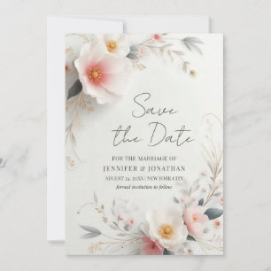 Elegante Wasserfarben-Blumen Save-The-Date-Schrift Save The Date