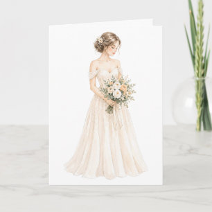 Elegante Wasserfarben-Braut-Illustration Karte