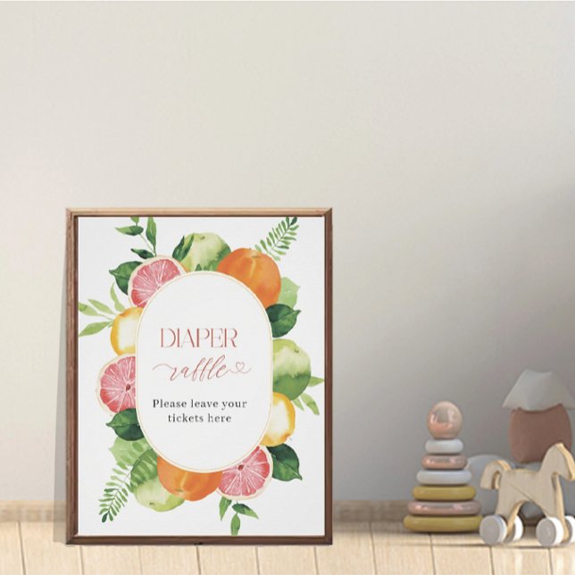 Elegante Wasserfarben Citrys Pink Blume Babyshow Poster (Von Creator hochgeladen)