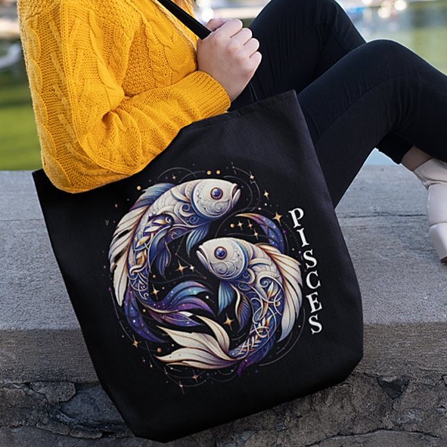 Elegante Wasserfarben Fisces Zodiac Black (Von Creator hochgeladen)