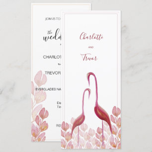 Elegante Wasserfarben Flamingos, Gold und Rosa Karte