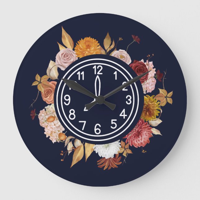 Elegante Wasserfarben Große Wanduhr (Vorderseite)