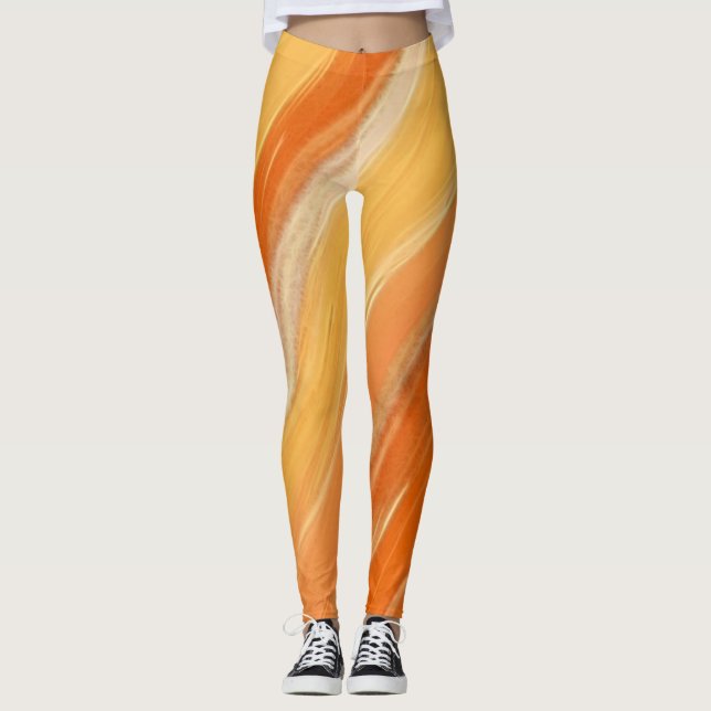 Elegante Wasserfarben Happy Halloween Leggings (Vorderseite)