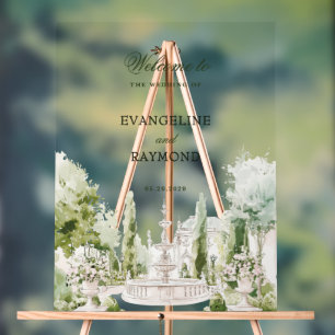 Elegante Wasserfarben-Herrenhaus-Gartenhochzeit Acrylschild