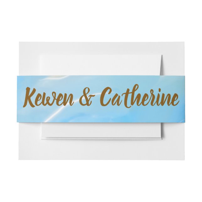 Elegante Wasserfarben-Hochzeit am Strand Einladungsbanderole (Vorderseite Beispiel)