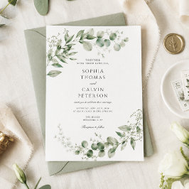 Elegante Wasserfarben-Hochzeit mit Eukalyptus in s Einladung