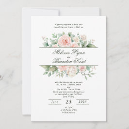 Elegante Wasserfarben-Hochzeit mit Salbeigrün und Einladung