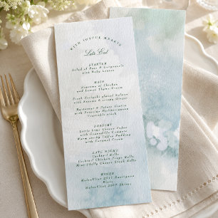 Elegante Wasserfarben-Landschaft-Hochzeit Menükarte