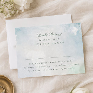 Elegante Wasserfarben-Landschaft-Hochzeit RSVP Karte