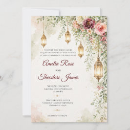 Elegante Wasserfarben-Laternen-Hochzeitseinladung Einladung