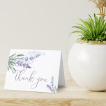 Elegante Wasserfarben-Lavendel Dankeskarte<br><div class="desc">Dankeschön an diese elegante,  gefaltete Notenkarte mit Aquarelllavendern und Schriftzeichen. Leere in der Karte.</div>