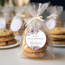 Elegante Wasserfarben Lila Rose jeden Geburtstag Runder Aufkleber