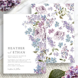 Elegante Wasserfarben-Lilien-Hochzeit Einladung