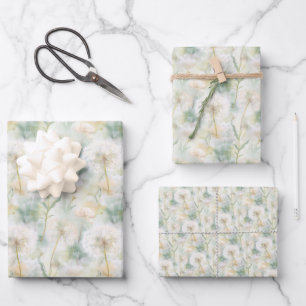 Elegante Wasserfarben-Löwenzahn Geschenkpapier Set