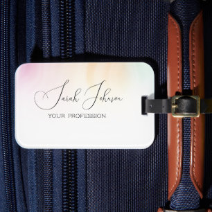 Elegante Wasserfarben-Pastell-Monogramm-Name Gepäckanhänger